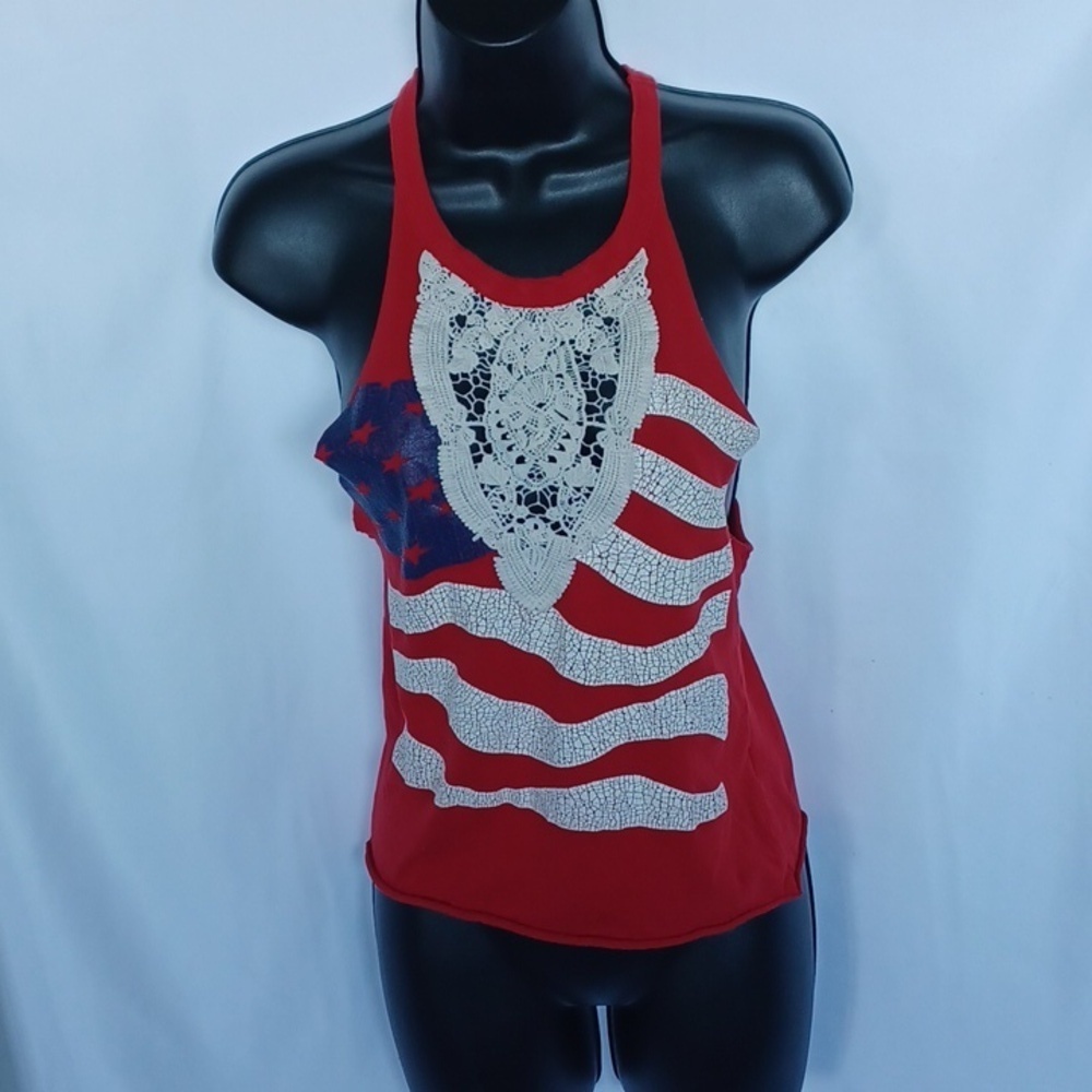 Tokyo Darling American Flag Tank Top, Raw Edge